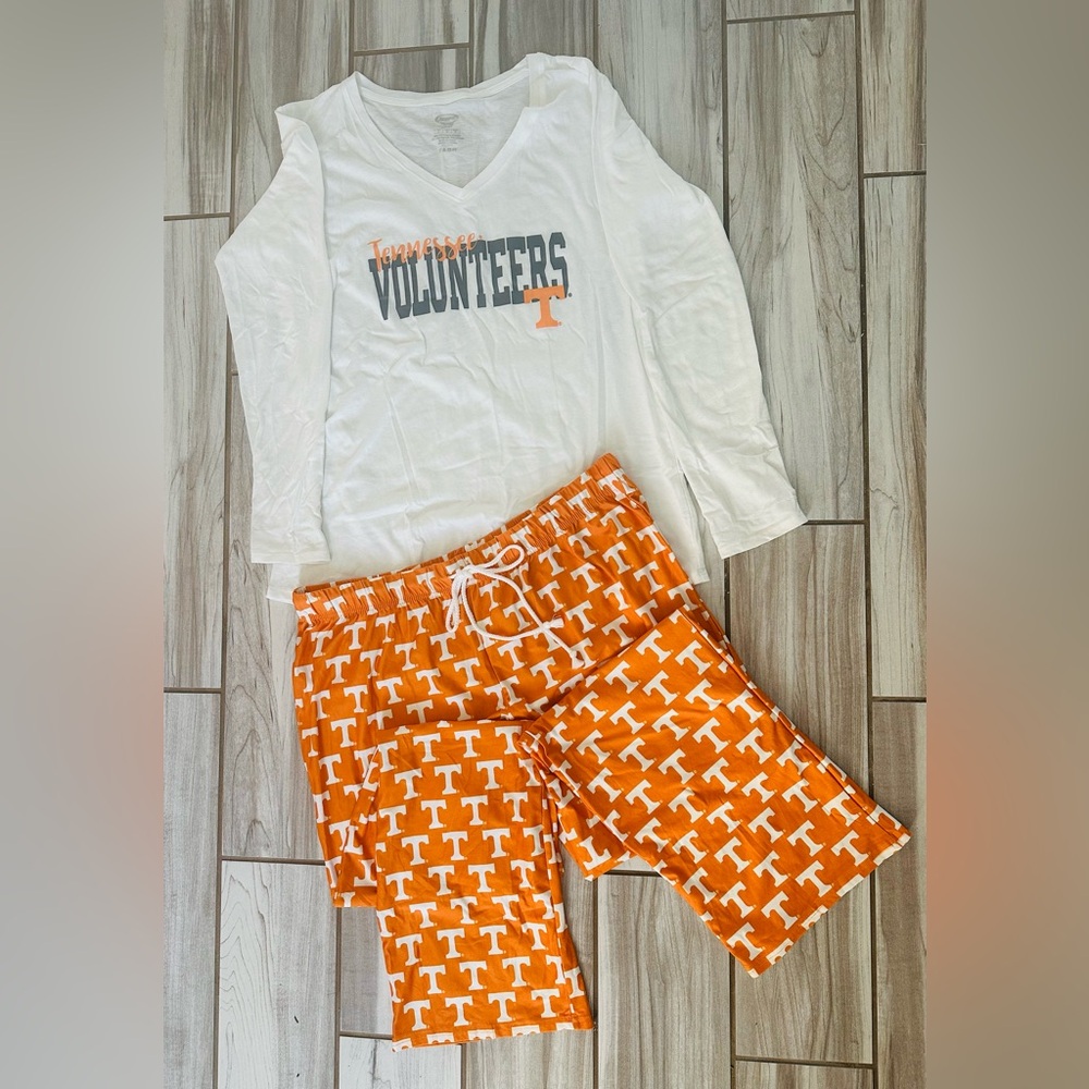 University of Tennessee,Women’s  Pajama Set, Orange & White, Large